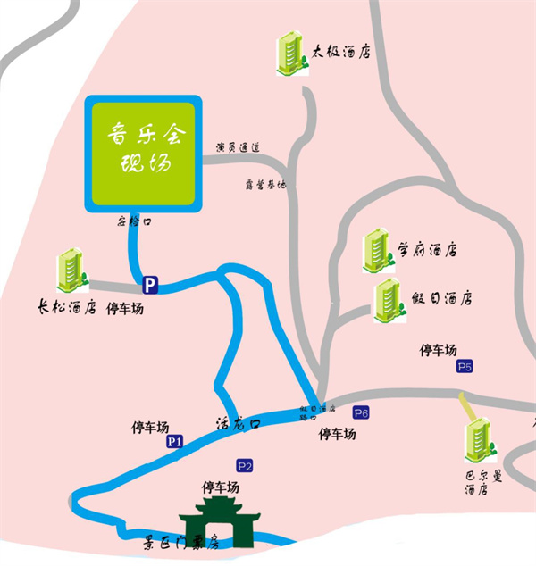 仙女山門(mén)票房至音樂(lè)節(jié)現(xiàn)場(chǎng)線路圖